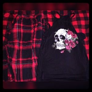 Skull tank and plaid pj pants